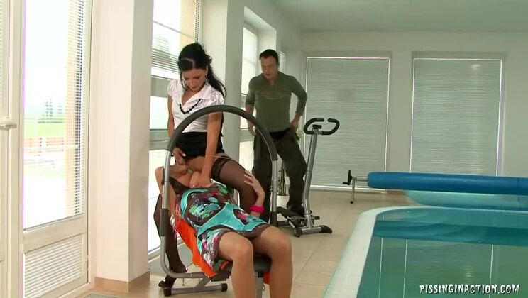 [Tainster] - Piss Fetish Threesome - Lena Cova Gets Wet - Lena Cova