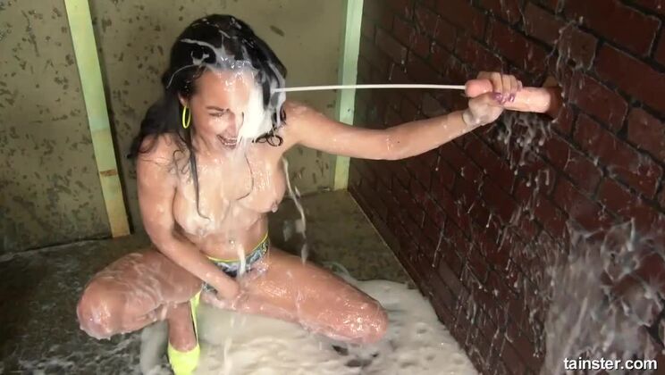 Francys Belle's Cream Drenched Body: Brunette Solo with Sex Toys