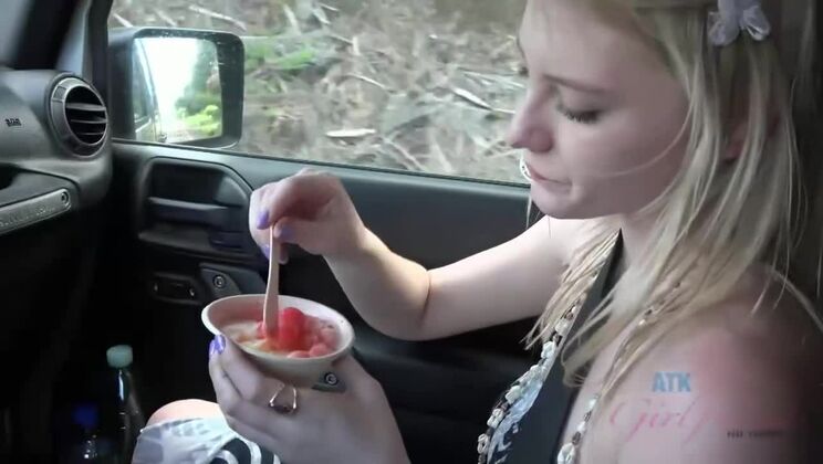 [ATKGirlfriends] - Amateur GF Melody Marks gets a POV facial outdoors - Melody Marks