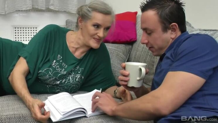 Blonde Mature Lady Gets Facial after Sucking Big Cock