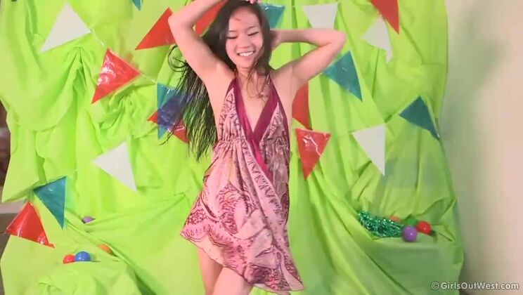 June the Brunette Shows Off Her Small Tits Groovy Style