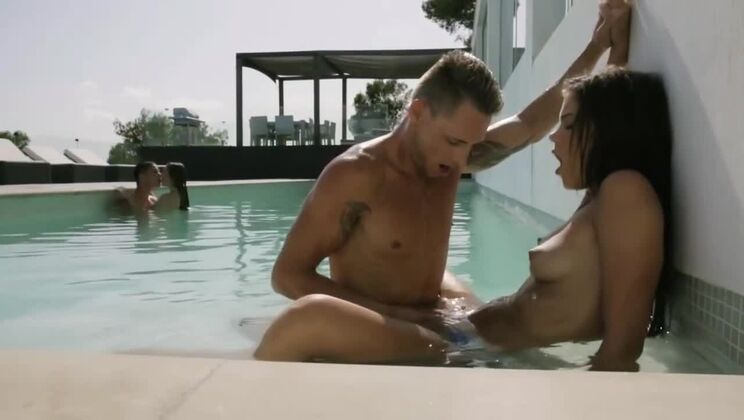 Two Studs Fuck Beautiful Brunette Carrie