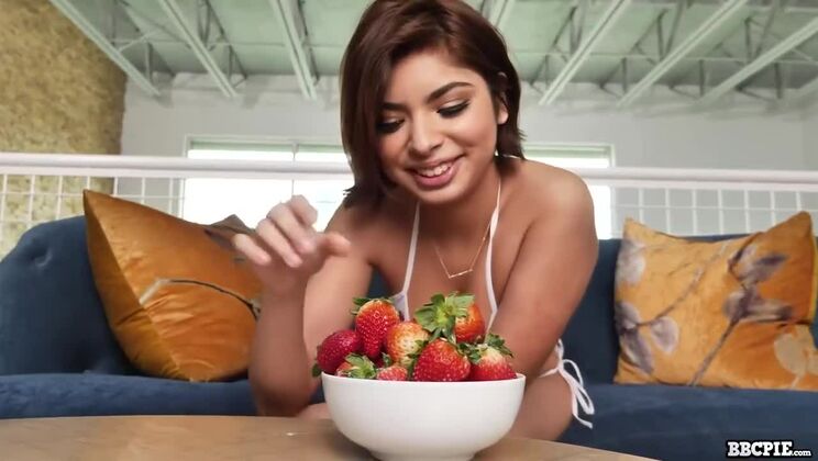 Stockinged Brunette Gets Facial