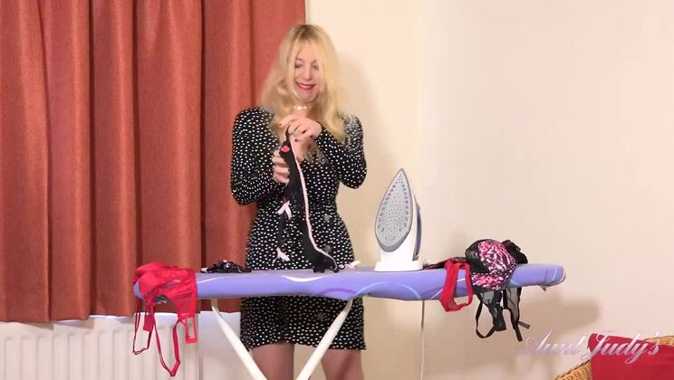 Shaved and Sexy Lucinda in Lingerie Pleases Herself