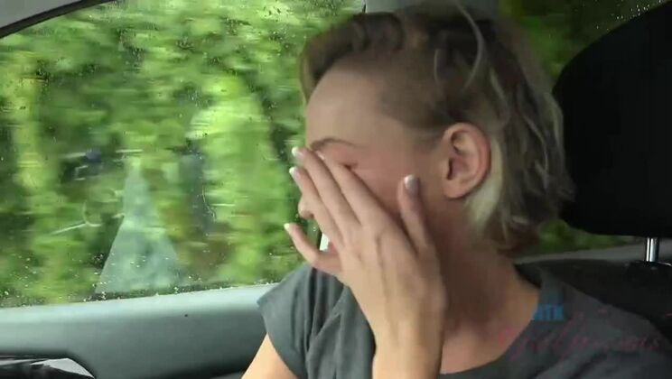 [ATKGirlfriends] - Hot Blonde Emma Hix Plays with Pussy in Car - POV - Emma Hix