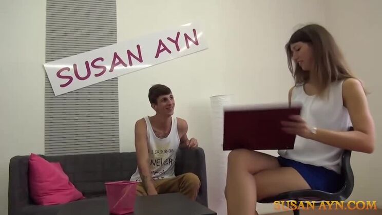 Susan Ayn Gets Face Cum from Young Guy