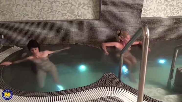 Blonde and Brunette Matures Get Naked Together