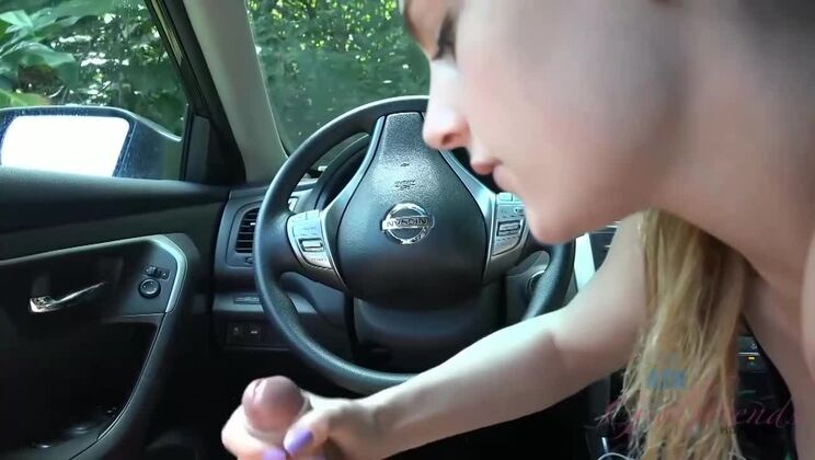 [ATKGirlfriends] - Girlfriend Sydney Cole Gives a Blowjob from the Passenger Seat - Sydney Cole