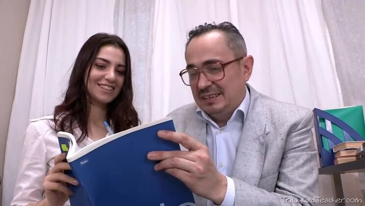 Young Brunette Creampie with Old Teacher