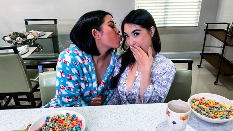 [MyPervyFamily] - Sneaky Stepsisters in POV Lesbian Action - Mina Moon - Emerald Loves