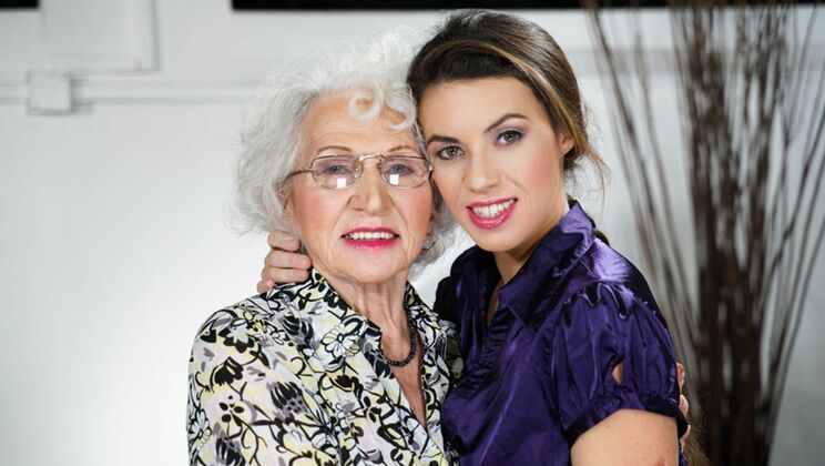 [OldYoungLesbianLove] - Big Tits Granny Retirement Gift