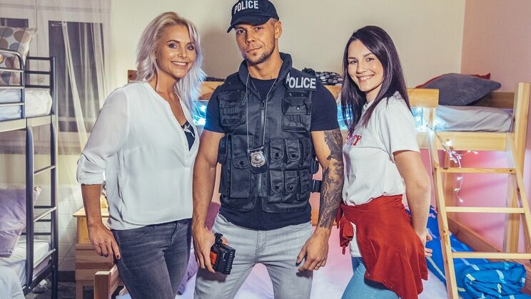 [FakeHostel] - Threesome Tease in the Bathroom - Elena Vega - Angelo Godshack - Kathy Anderson