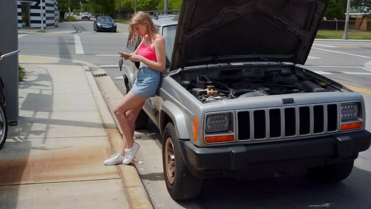 [StrandedTeens] - Melody's Natural Tits Outdoor - Brick Danger - Melody Marks