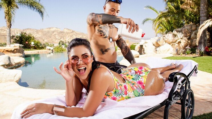 [MonsterCurves] - Oiled-up Outdoor Anal Sex - Eddie Jaye - Monica Sage