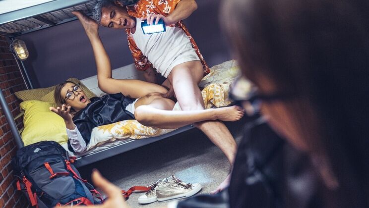 [FakeHostel] - Smart Sluts in Double Blowjob Delight - Paola Guerra - Steve Q - Katty Soarez