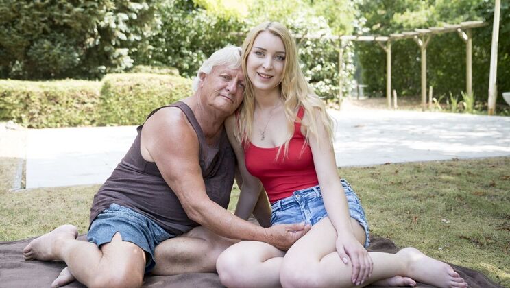 [Oldje] - Young Blonde Student Sucks Old Man's Dick