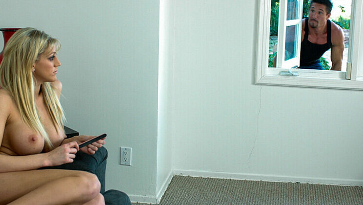 Long Haired Eve Laurence Gives a Blowjob to Neighbor