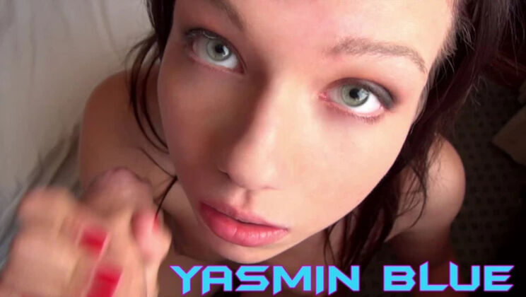 Yasmin Blue Brunette Takes Two Cocks Deep