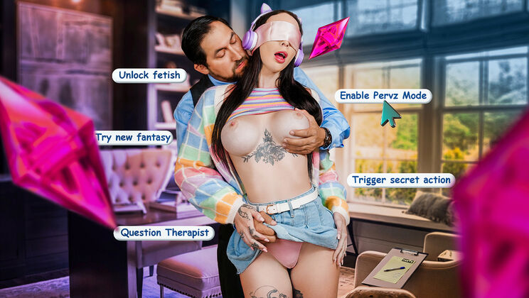 [PervTherapy] - Naughty E-Girl Squirts Hard - Blowjob & Tit Play - Juan Largo - Indica Marie