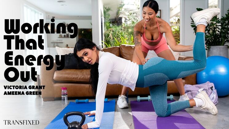 [Transfixed] - Interracial Cumshot on Natural Tits and Pretty Face - Ameena Green - Victoria Grant