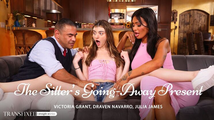 [Transfixed] - Skinny Teen Sitter's Anal Present - Doggystyle & Ass to Mouth - Draven Navarro - Julia James - Victoria Grant
