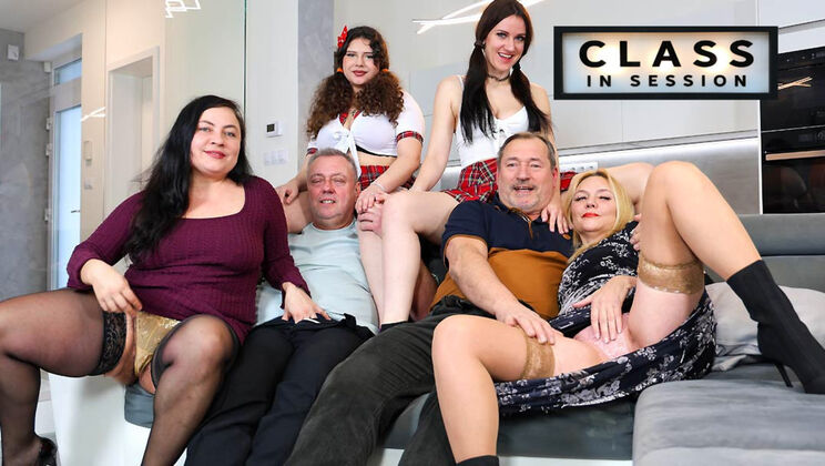 [GrandparentsX] - Teachers vs Students 18+ - Group Sex with Lingerie and Heels - Lucas Knight - Mya Evans - Martin Bobes - Christina Santes - Melani Mendes - Rosie Smile