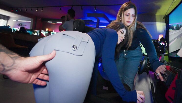 Kay Rhea Rides Reverse Cowgirl at the Arcade